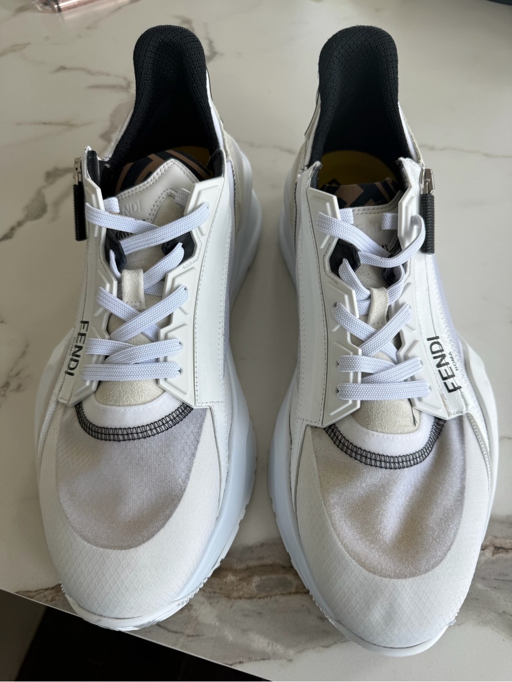 Fendi Men’s White and Black Low-Top Sneakers